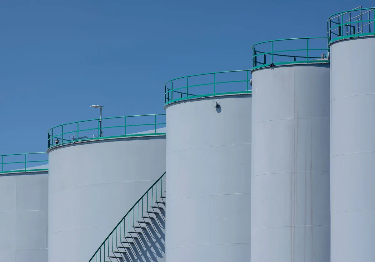 Storage tanks at an industrial plant